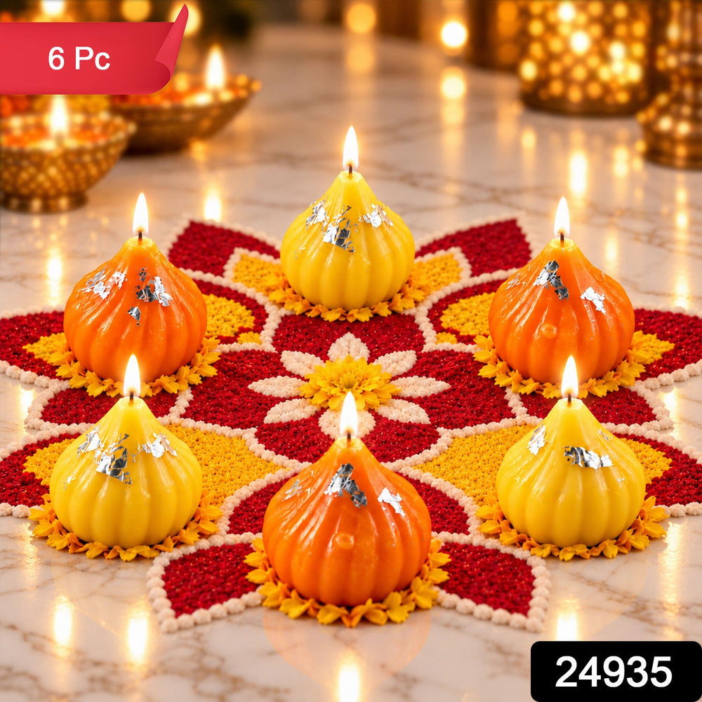 Modak Design Wax Candles For Diwali Ganesh Pooja Festive Gifting (6 Pc)